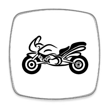 Moto sport rapide - Magnet carré - blanc - Devant