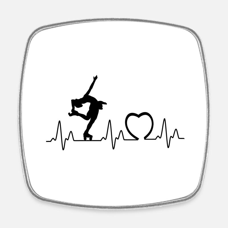 Heartbeat mit Herz roll2 - Viereckiger Kühlschrankmagnet - Weiß
