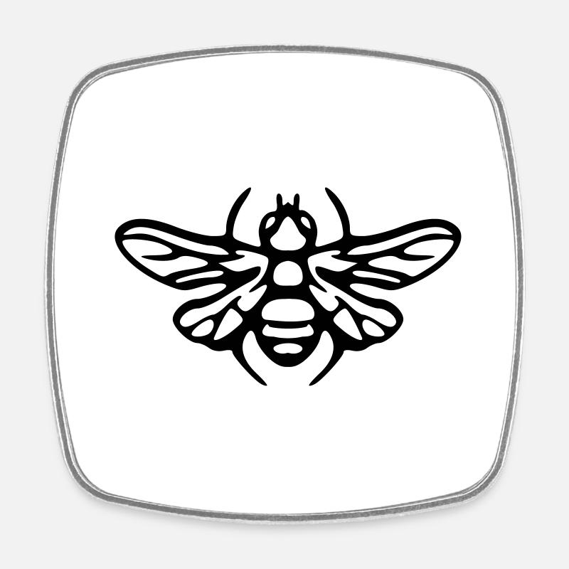 Bee honeybee bees drawing illustration - Square fridge magnet - white