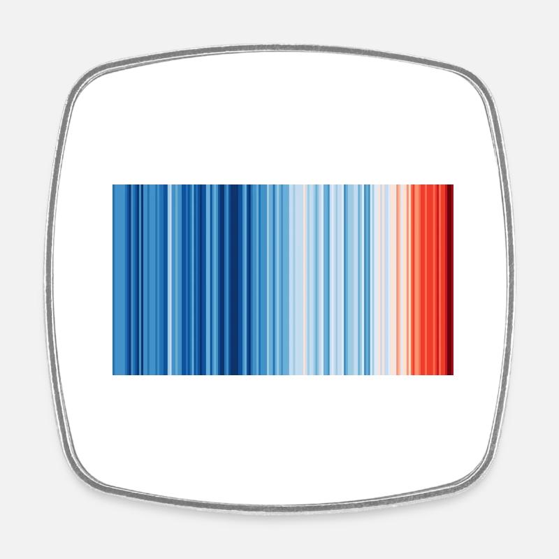Climate Change - Show your stripes - Square fridge magnet - white