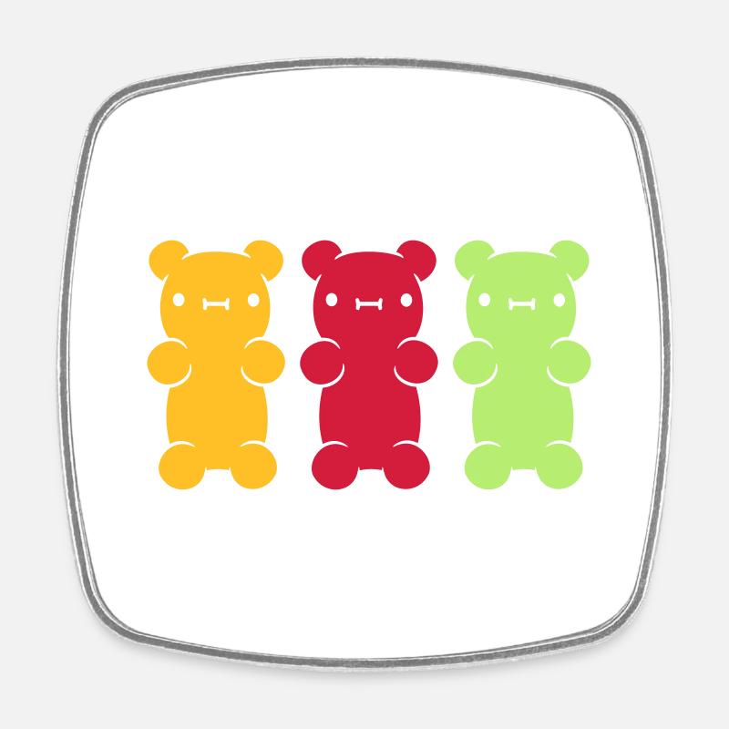 3 bunte Gummibaerchen - Viereckiger Kühlschrankmagnet - Weiß