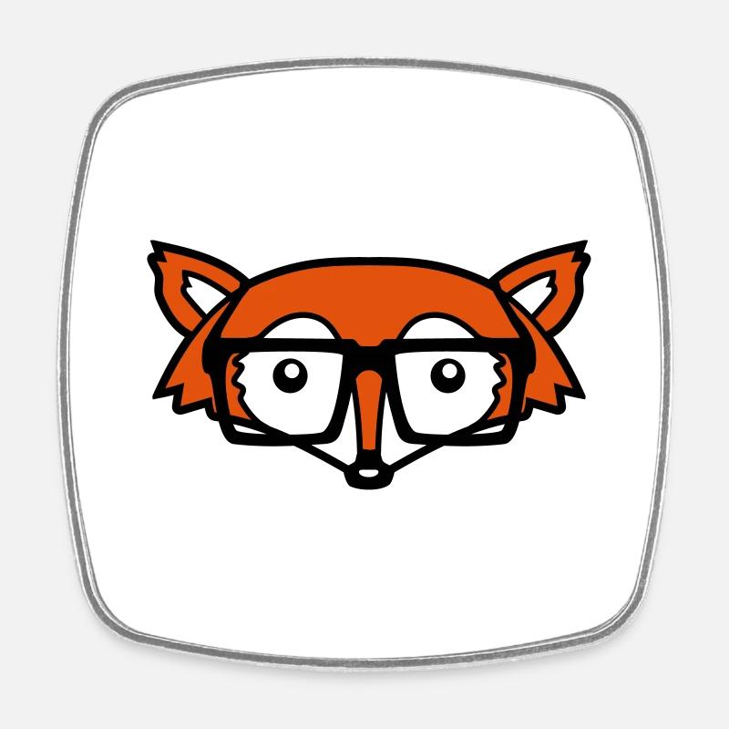 Geek fox head - Square fridge magnet - white