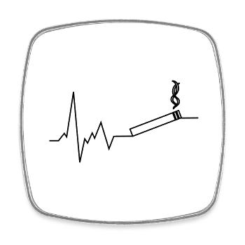 heartbeat smoking - Square fridge magnet - white - Front