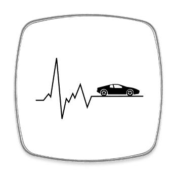 Voiture de battement de cœur - Magnet carré - blanc - Devant