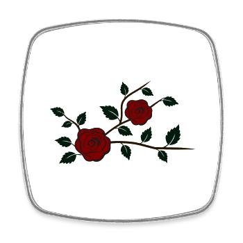 Rose branch with flowers - Square fridge magnet - white - Front