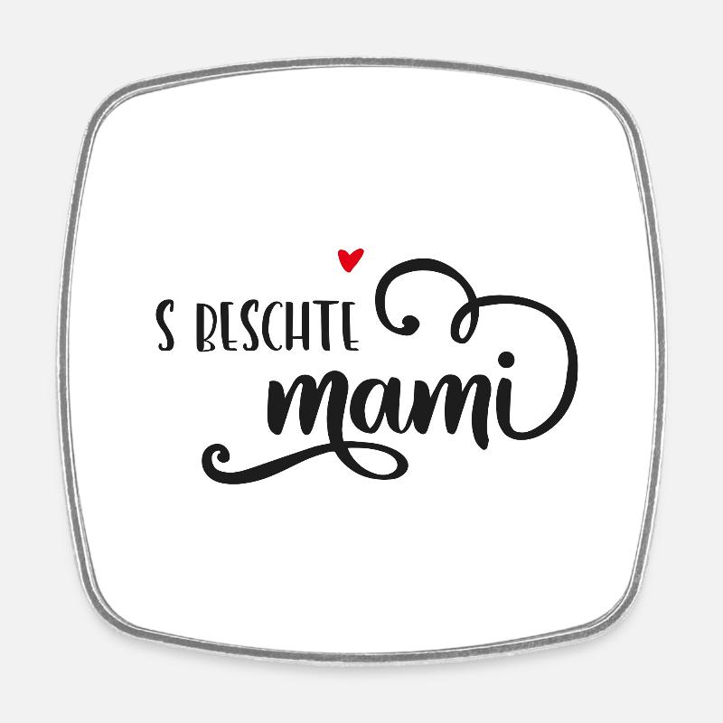 Schweizerdeutsch Muttertagsgeschenk S beschte Mami - Viereckiger Kühlschrankmagnet - Weiß