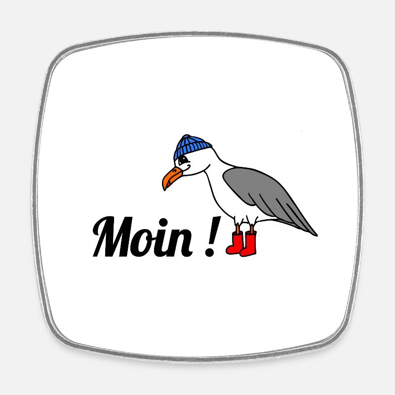 Moin, Möwe - Viereckiger Kühlschrankmagnet - Weiß