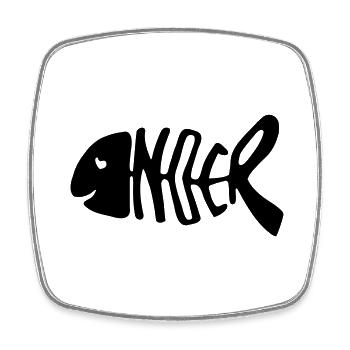 Noer fish exitshirt - Square fridge magnet - white - Front