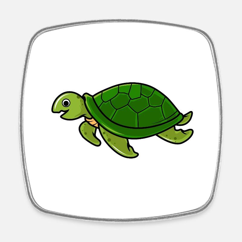 Schildkröte - Viereckiger Kühlschrankmagnet - Weiß