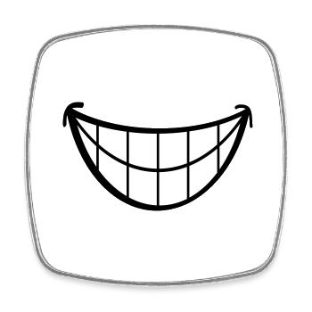 Big smile. Smiling mouth, lips face. - Square fridge magnet - white - Front