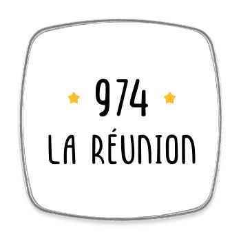 974 La Réunion - Magnet carré - blanc - Devant