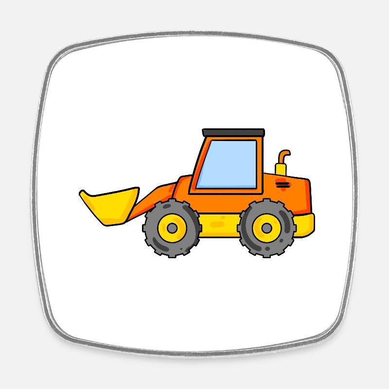 Bagger - Viereckiger Kühlschrankmagnet - Weiß