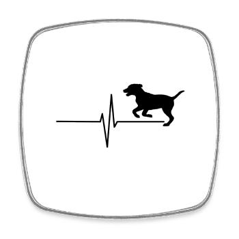Hund Herzschlag (Logo groß, schwarz) - Viereckiger Kühlschrankmagnet - Weiß - Vorne
