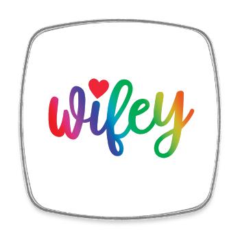 Wifey - Cœur mignon, cadeau pour femme femmes mariées - Magnet carré - blanc - Devant