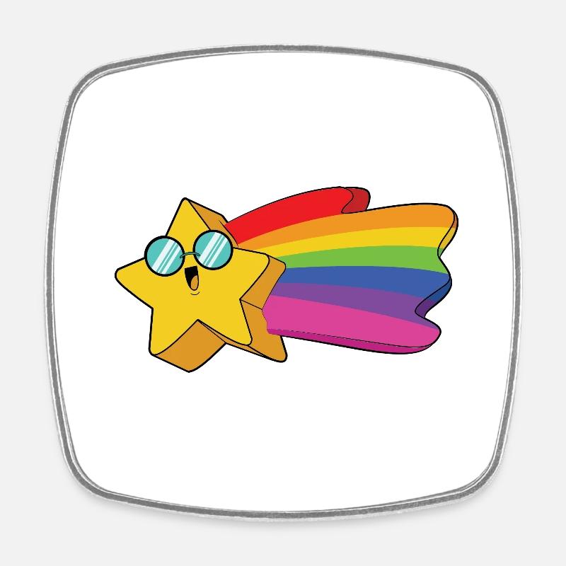 Star Rainbow - Square fridge magnet - white