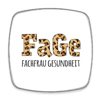 FaGe Fachfrau Gesundheit Design Leopardenmuster - Viereckiger Kühlschrankmagnet - Weiß - Vorne