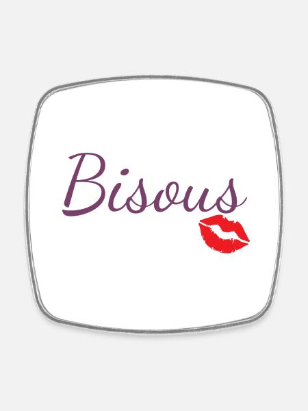 Bisous - Magnet carré - blanc