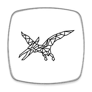 Flugsaurier Dino Geometrie - Viereckiger Kühlschrankmagnet - Weiß - Vorne