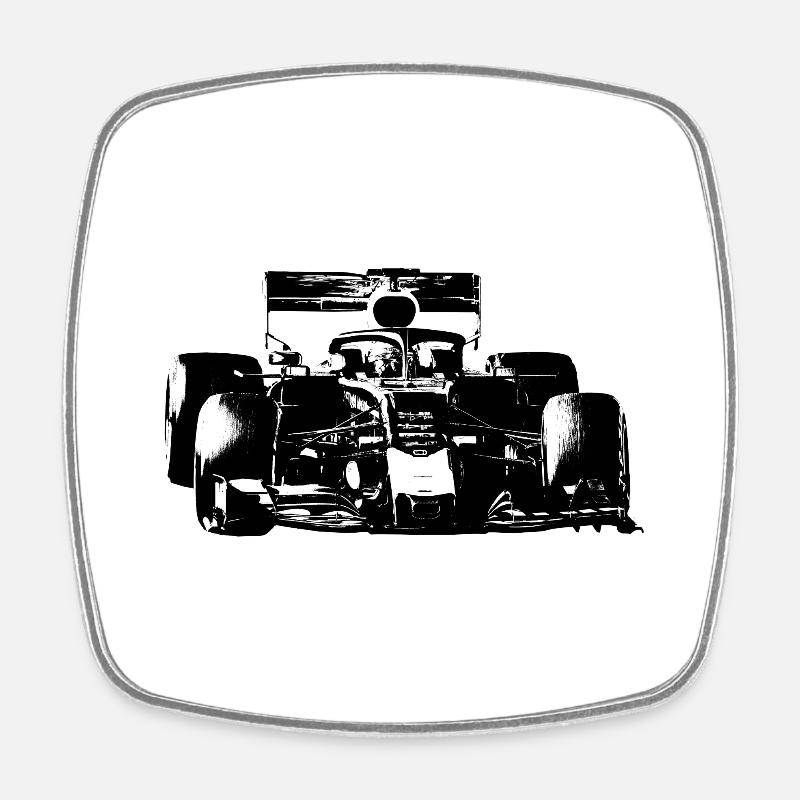Voiture de course - Magnet carré - blanc