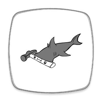 Hammerhead Shark Tool Face - Square fridge magnet - white - Front