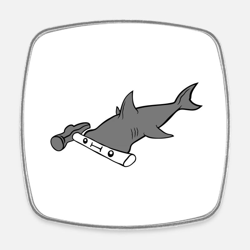 Requin-marteau Requin Visage - Magnet carré - blanc