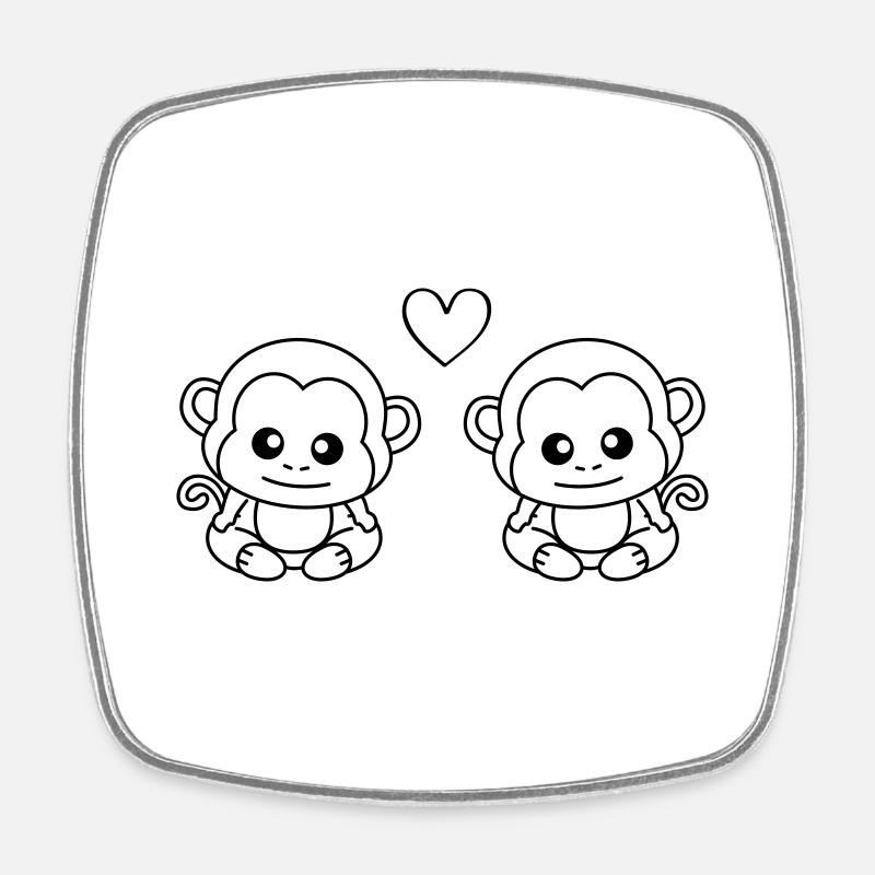 Singe Comic Couple Amour - Magnet carré - blanc