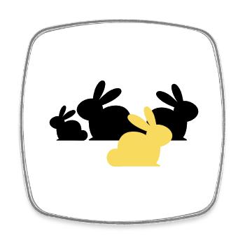Les lapins de Pâques - Noir et Couleur - Magnet carré - blanc - Devant