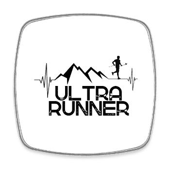 Ultra Runner mountains & heartbeat - Square fridge magnet - white - Front