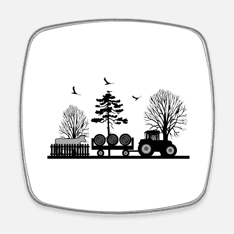 Tracteur - Magnet carré - blanc