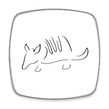 Armadillo Line Art - Minimalist - Square fridge magnet - white - Front