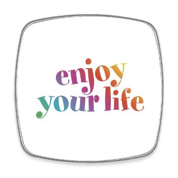 enjoy your life enjoy your life rainbow hygge - Square fridge magnet - white - Front