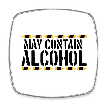 Saying May contain alcohol - Square fridge magnet - white - Front