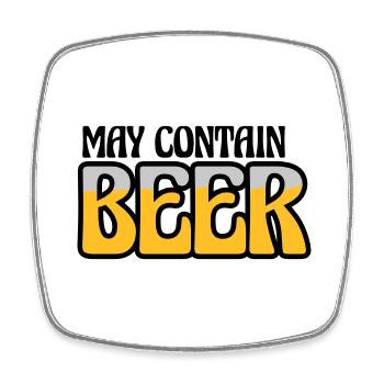 Logo May Contain Beer - Viereckiger Kühlschrankmagnet - Weiß - Vorne
