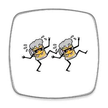 2 dancing party beers - Square fridge magnet - white - Front