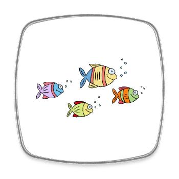 bunte Fische Wasser Meer Graffiti Kinderzeichnung - Viereckiger Kühlschrankmagnet - Weiß - Vorne