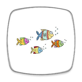 Fish Cichlid Water Sea Graffiti Drawing - Square fridge magnet - white - Front