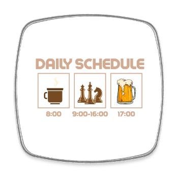 Daily Schedule Chess Player Chess Board - Viereckiger Kühlschrankmagnet - Weiß - Vorne
