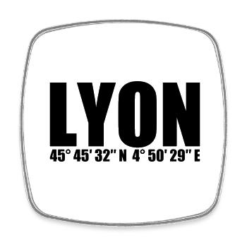 Lyon coordinates - Square fridge magnet - white - Front