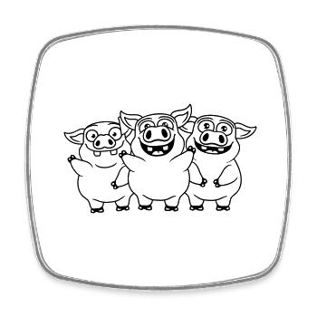 Friendly funny pigs team - Square fridge magnet - white - Front
