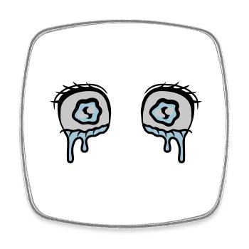Yeux comiques larmes tristes - Magnet carré - blanc - Devant