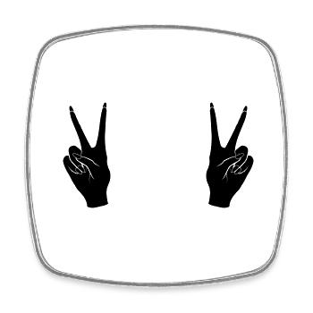 Schwarz Victory Handzeichen Peace - Viereckiger Kühlschrankmagnet - Weiß - Vorne