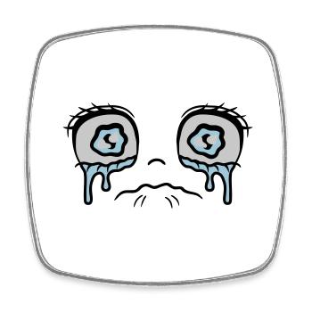 Visage triste de fille qui pleure - Magnet carré - blanc - Devant