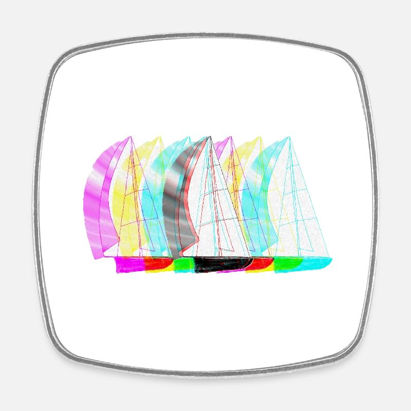 Segelboot PopUp - Viereckiger Kühlschrankmagnet - Weiß