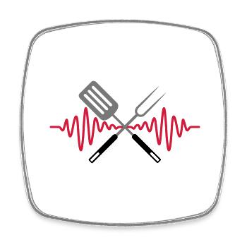 Puls Grillgabel Barbecue Frequenz - Viereckiger Kühlschrankmagnet - Weiß - Vorne