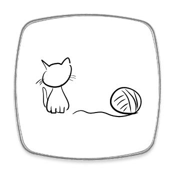 Cat Animal Wool Line Animal de compagnie - Magnet carré - blanc - Devant