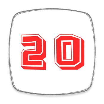 20 ANS. 20e ANNIVERSAIRE. ANNIVERSAIRE 20 ANS. 20 - Magnet carré - blanc - Devant
