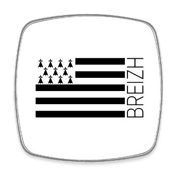 Breizh - Drapeau breton Gwenn-ha-du - Magnet carré - blanc - Devant