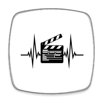 Director Puls Filmklappe Kino - Square fridge magnet - white - Front