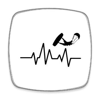 Kitesurfen Herzschlag Kiteboarding Kite Heartbeat - Viereckiger Kühlschrankmagnet - Weiß - Vorne