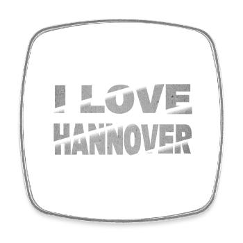 Hannover Germany City Font Skyline I Love - Square fridge magnet - white - Front